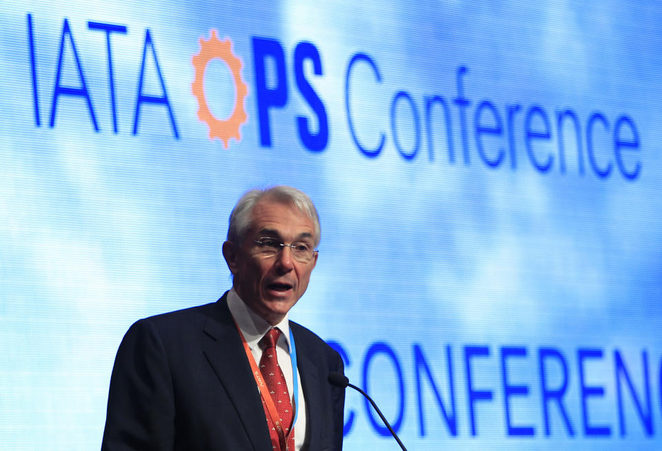 Chief Executive and Director General of the International Air Transport Association (IATA) Tony Tyler speaks during the IATA Ops Conference in Kuala Lumpur, Malaysia, Tuesday, April 1, 2014. The IATA said the disappearance of a Malaysia Airlines plane highlights the need for security improvements both in tracking aircraft and screening passengers before they board planes. The 3-week hunt for Flight 370 has turned up no confirmed sign of the Boeing 777, which disappeared March 8 with 239 people on board bound for Beijing from Kuala Lumpur. (AP Photo/Lai Seng Sin)