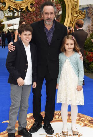 <p>Dave J Hogan/Dave J Hogan/Getty</p> Tim Burton with his children Billy and Nell attend the European Premiere of "Alice Through The Looking Glass" on May 10, 2016 in London, England.