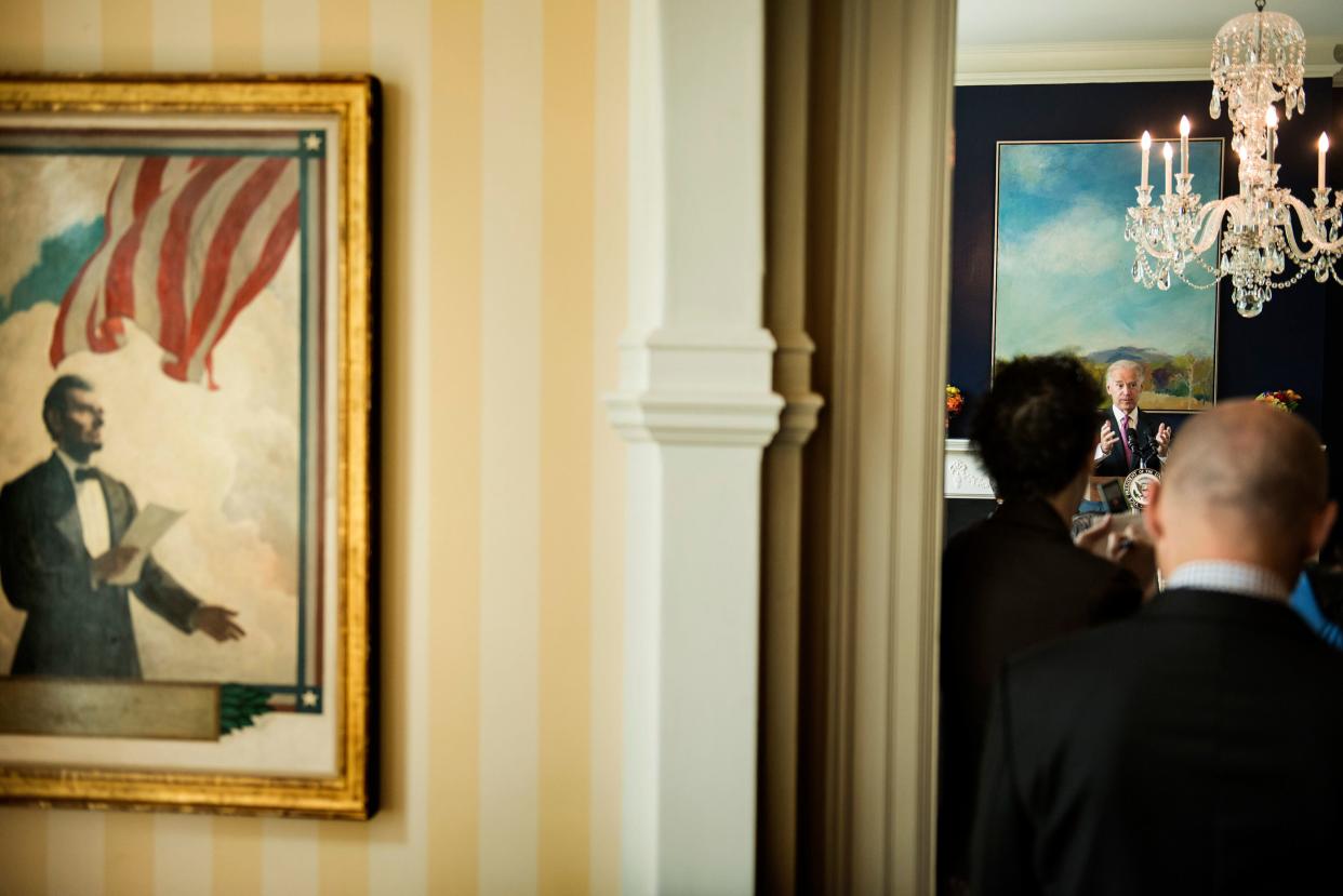 Biden speaks during a Cinco de Mayo breakfast on May 2, 2012.