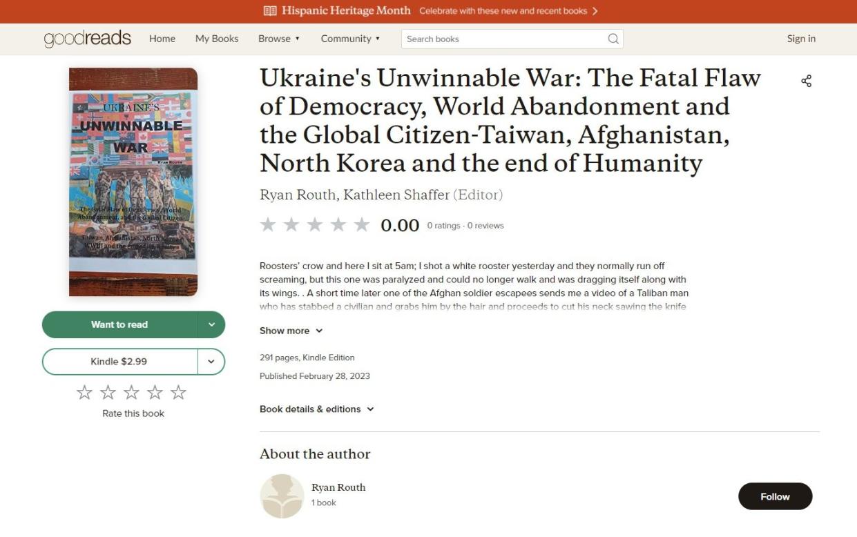 Ryan Routh wrote a book about the "unwinnable war" in Ukraine