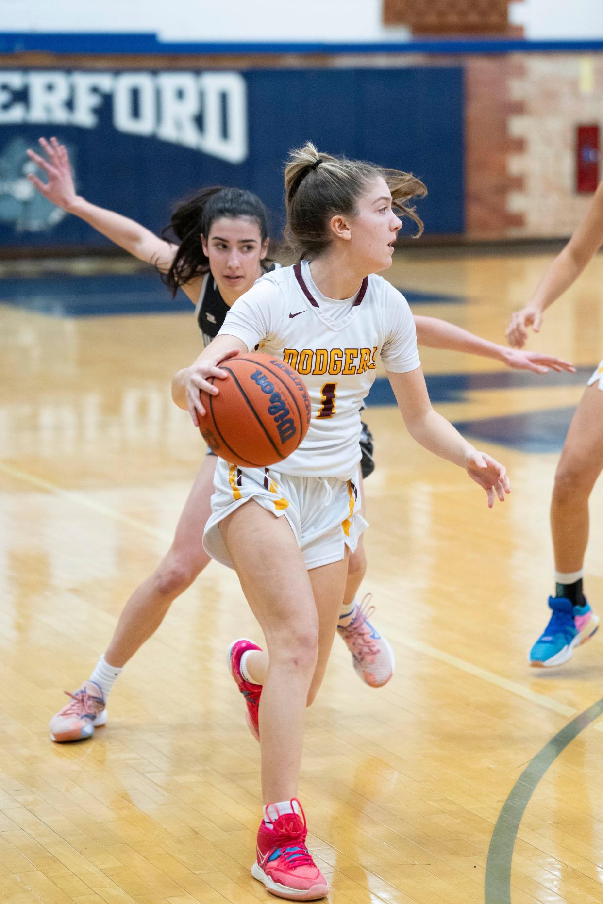 Feb 28, 2024; Rutherford, NJ, USA; Madison at Rutherford in a NJSIAA girls basketball sectional semifinal. M #1 Beau Braverman.