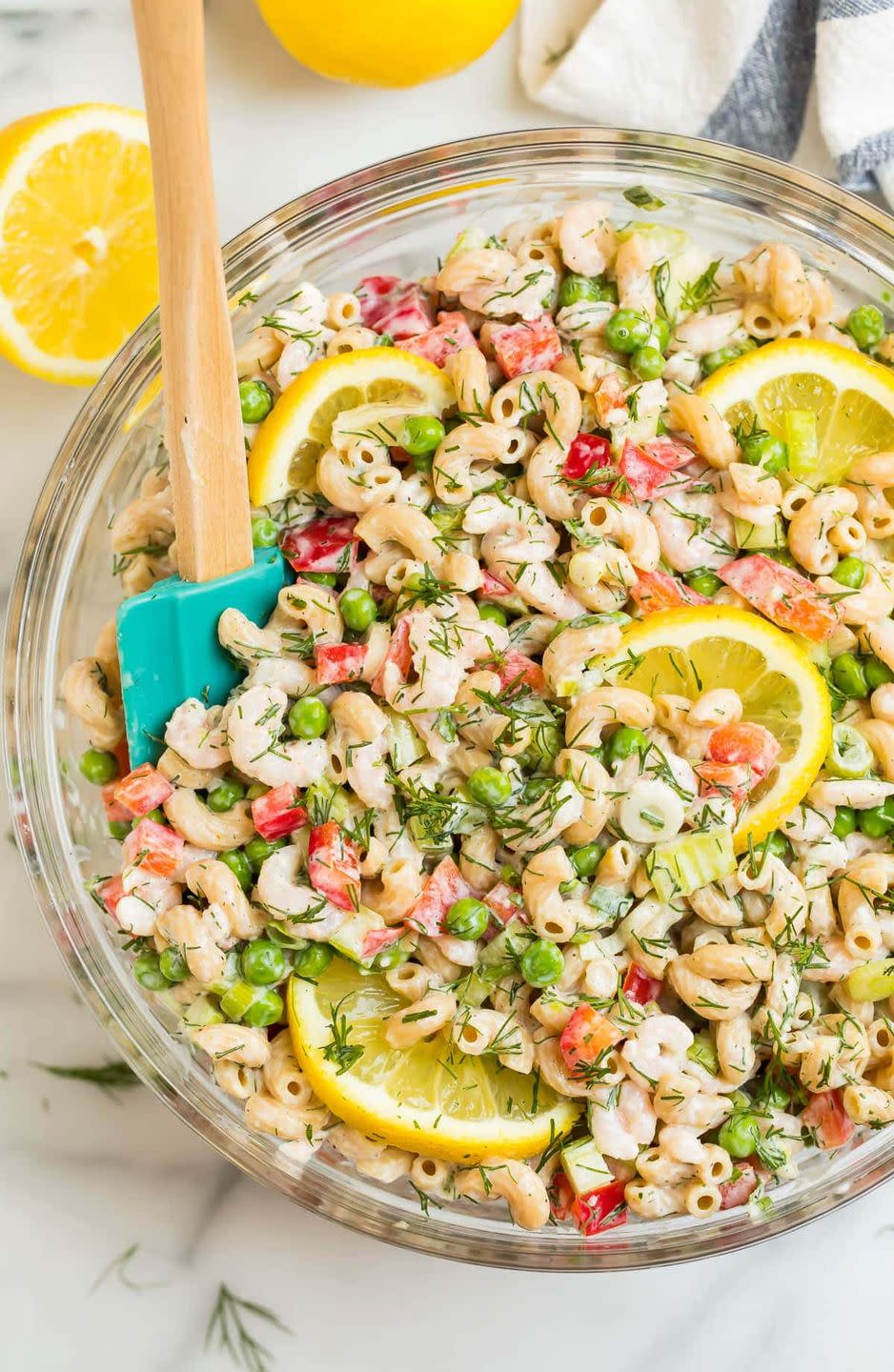 shrimp pasta salad with lemons