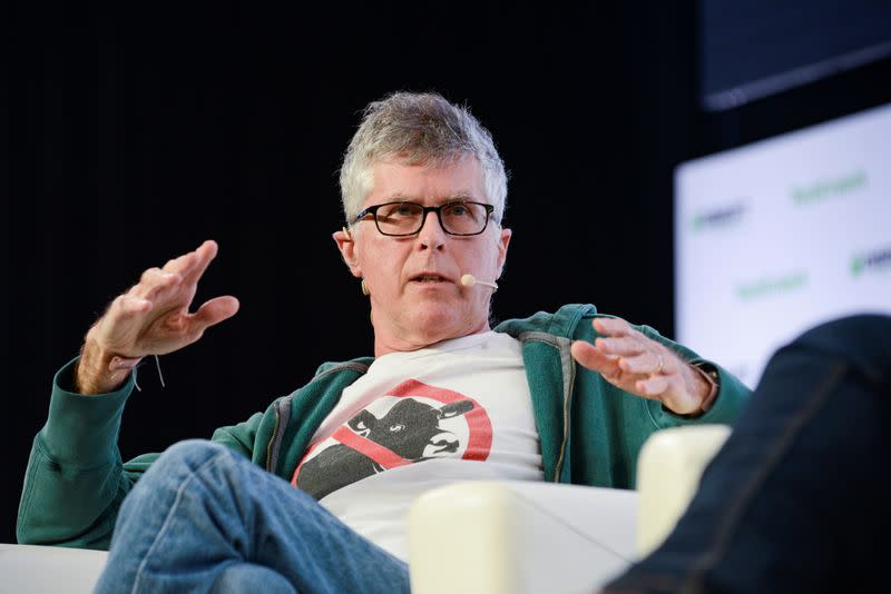 FILE PHOTO: Patrick Brown, founder and CEO of Impossible Foods discusses building a business around removing animals from the human food chain during the TechCrunch Disrupt forum in San Francisco