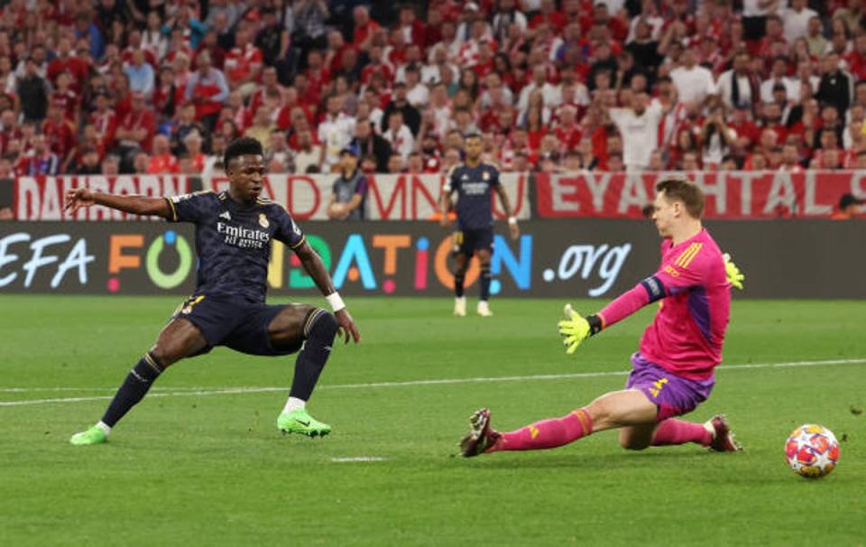 Vinicius Jr broke in behind before slipping the ball past Manuel Neuer (Getty Images)