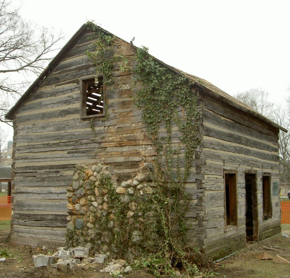 This photo shows the Navarre Cabin prior to its restoration in 2000.