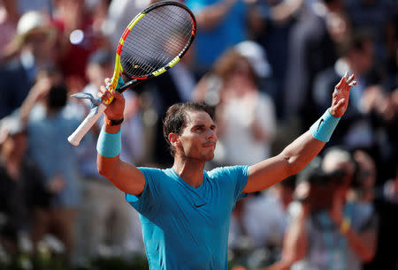 Tennis - French Open - Roland Garros, Paris, France - May 31, 2018 Spain's Rafael Nadal celebrates winning his second round match against Argentina's Guido Pella REUTERS/Benoit Tessier