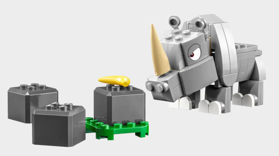 Lego Rambi the Rhino set on a plain background