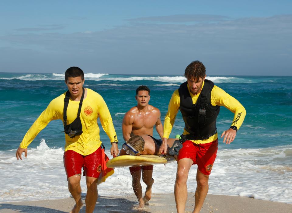 Alex Aiono, Kekoa Kekumano and Adam Demos star in Fox's "Rescue: HI-Surf," a Hawaii-set lifeguard drama.
