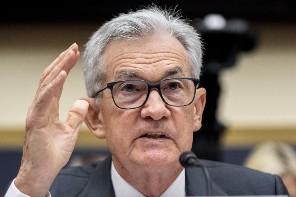 Federal Reserve Chairman Jerome Powell speaks during a House Financial Services Committee hearing in Washington, Wednesday, June 21, 2023. (AP Photo/Andrew Harnik)