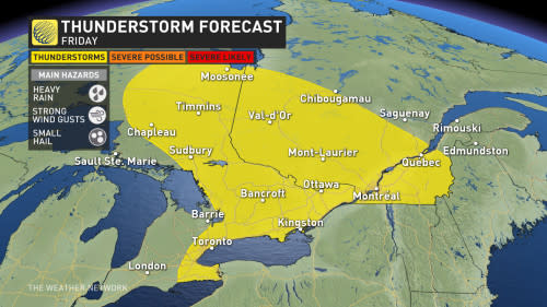 Ontario Quebec Friday storm risk map June 6 2024
