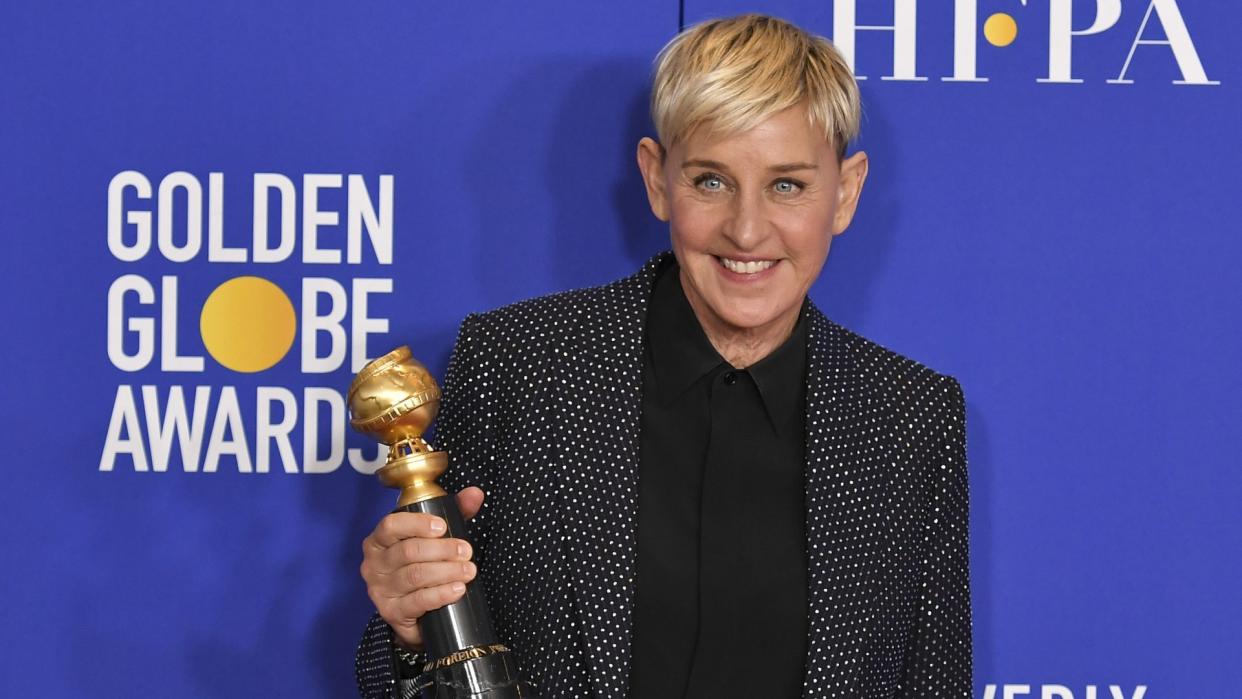 Mandatory Credit: Photo by Rob Latour/Shutterstock (10517024bx)Ellen DeGeneres - Carol Burnett Award77th Annual Golden Globe Awards, Press Room, Los Angeles, USA - 05 Jan 2020.