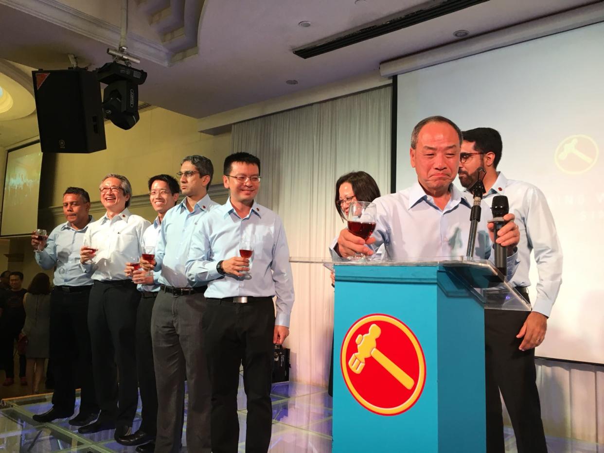 Workers’ Party chief Low Thia Khiang announced his decision to step down at the WP’s 60th anniversary dinner on 3 November, 2017. PHOTO: Nicholas Yong/Yahoo News Singapore