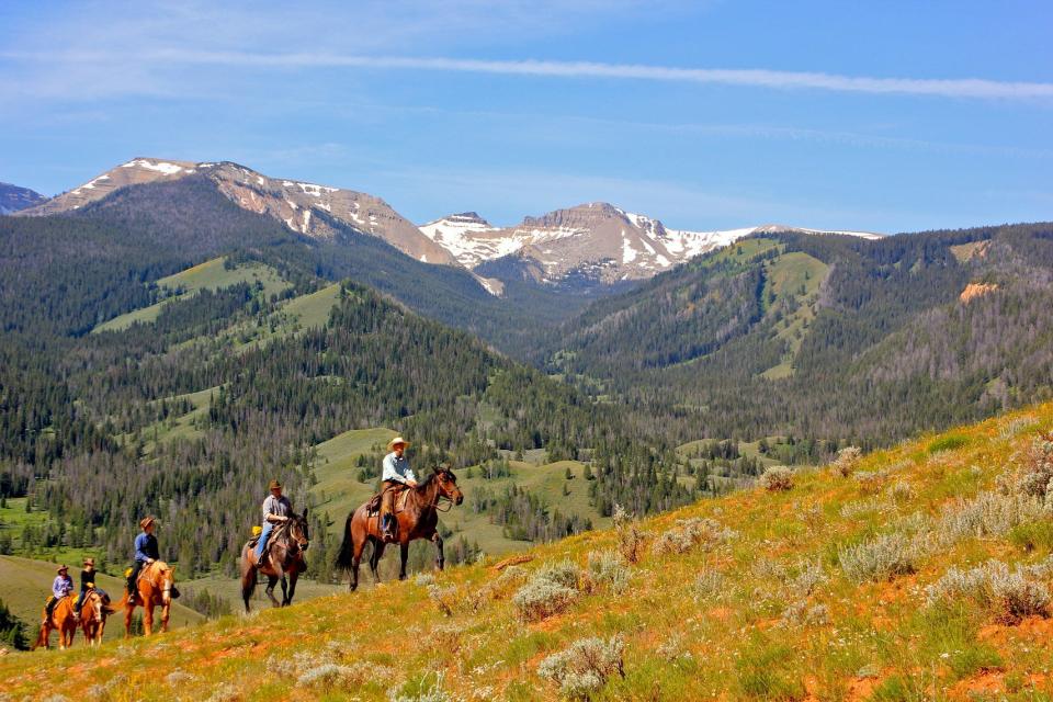 Activities at Red Rock Ranch, in Jackson Hole, Wyo.,  include horseback riding, trap shooting, hiking and fly fishing. And it offers easy access to Yellowstone National Park, or Jackson Hole.