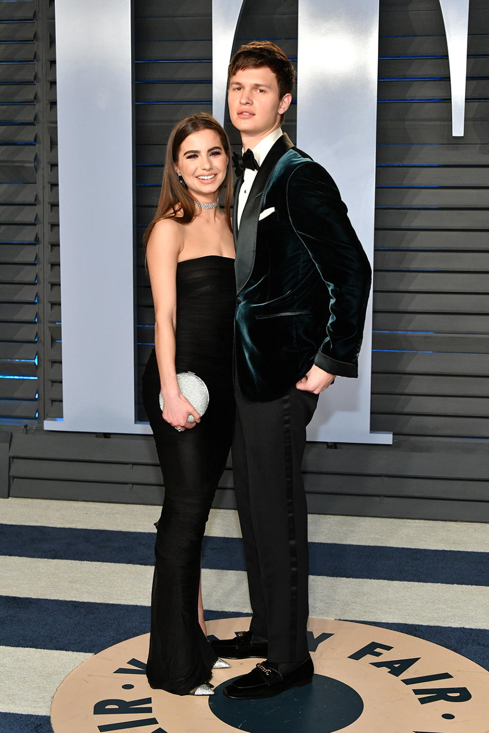 <p>The <em>Baby Driver</em> actor looked suave in a green velvet Tom Ford tux alongside girlfriend Violetta Komyshan. (Photo: Dia Dipasupil/Getty Images) </p>