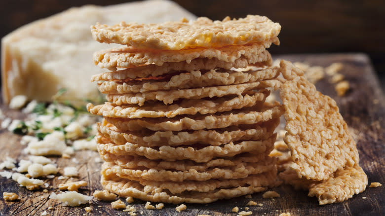 stack of Parmesan crisps