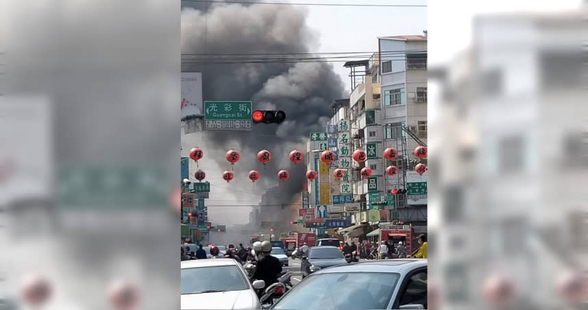 嘉義市吳鳳北路疑似一家中式餐飲店失火，消防人員已前往搶救。（圖／翻攝畫面）
