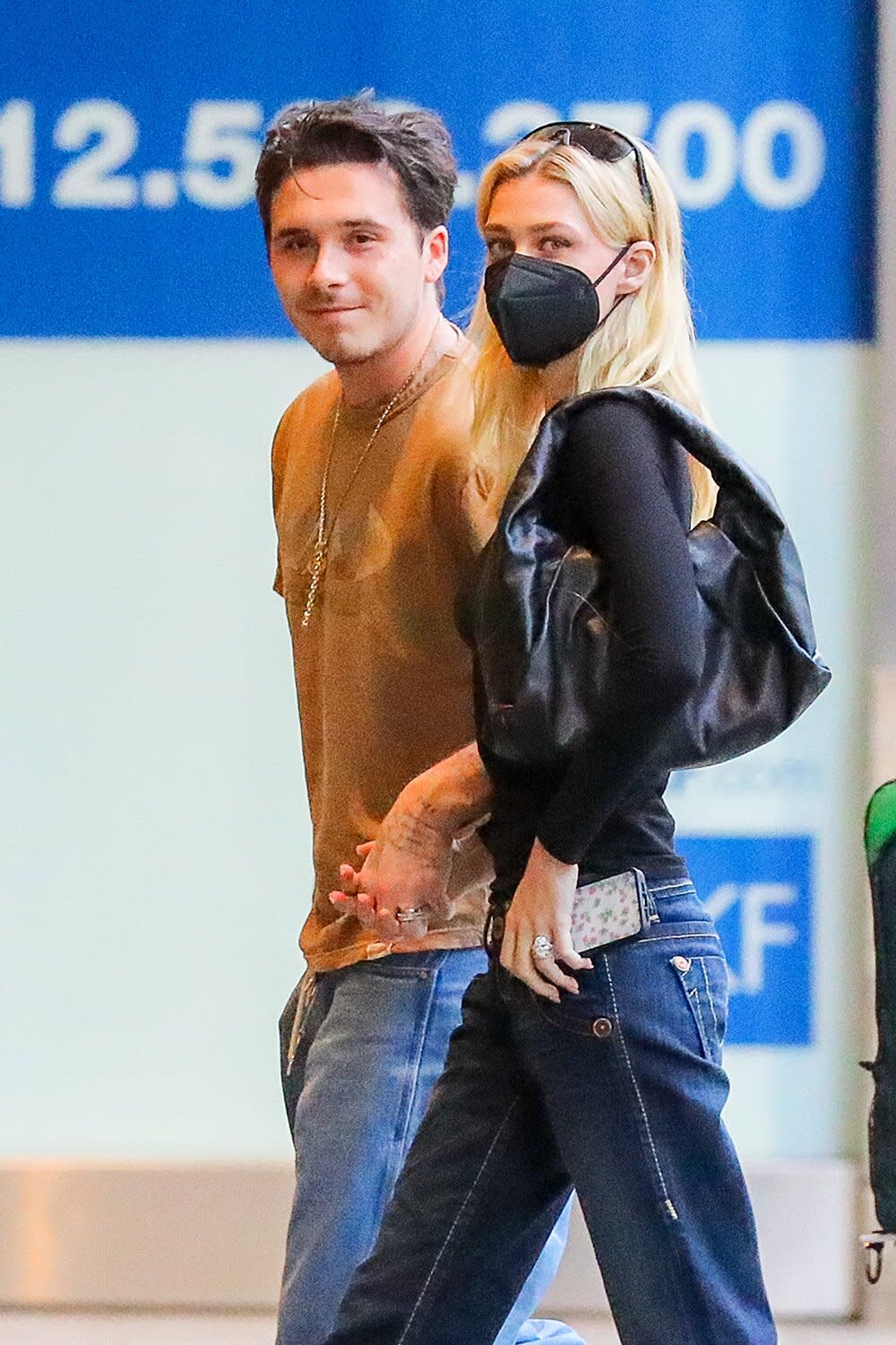 EXCLUSIVE: Newlyweds Brooklyn Beckham and Nicola Peltz hold hands in New York as they are spotted out for the first time since their lavish Palm Beach wedding. The happy couple visited a Valentino designer store for fittings before stopping at celeb hotspot Nobu for dinner on Friday. They both went low key casual in jeans for the outing and sported their new wedding rings. Pictured: Brooklyn Beckham and Nicola Peltz Ref: SPL5306684 300422 EXCLUSIVE Picture by: Felipe Ramales / SplashNews.com Splash News and Pictures USA: +1 310-525-5808 London: +44 (0)20 8126 1009 Berlin: +49 175 3764 166 photodesk@splashnews.com World Rights