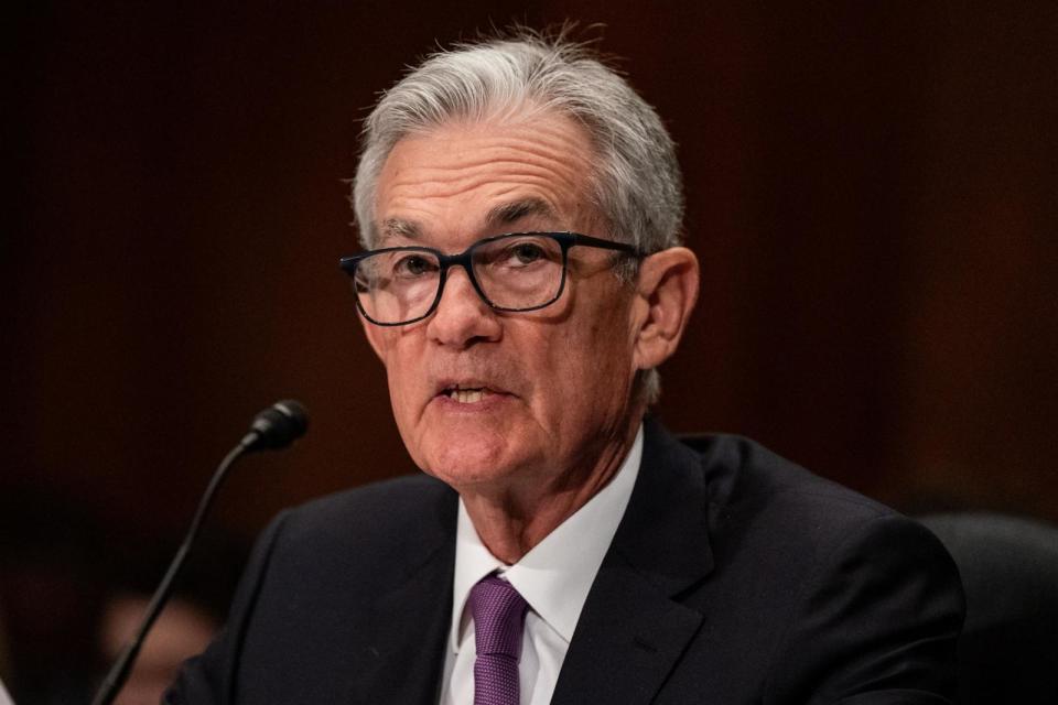 PHOTO: Federal Reserve Bank Chairman Jerome Powell testifies before the Senate Banking, Housing and Urban Affairs Committee on Capitol Hill in Washington, D.C., Mar. 7 2024. (Kent Nishimura/Getty Images)