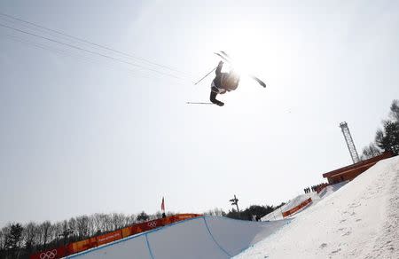 Freestyle Skiing - Pyeongchang 2018 Winter Olympics - Men's Ski Halfpipe Qualifications - Phoenix Snow Park - Pyeongchang, South Korea - February 20, 2018 - Aaron Blunck of the U.S. competes. REUTERS/Issei Kato