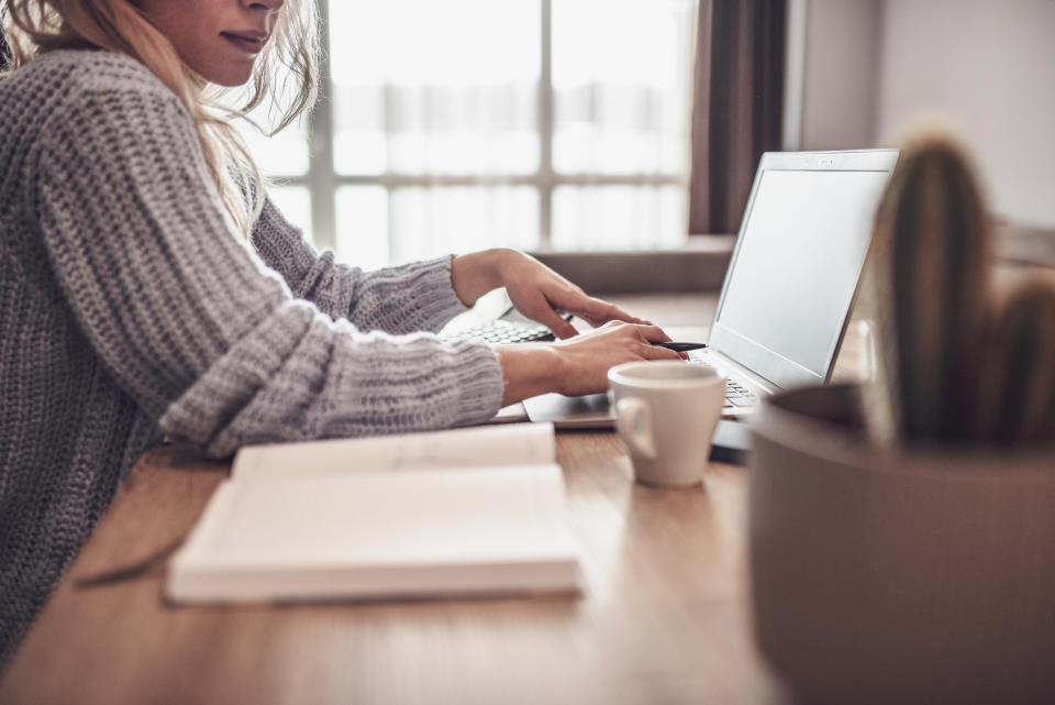 young business woman working from home this is needed in times when people cannot gather in one place