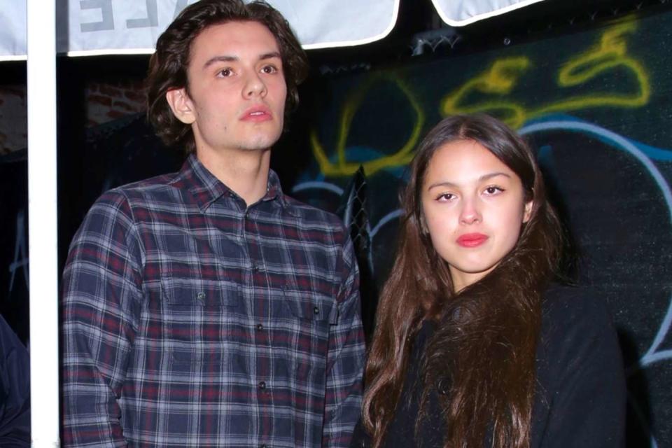 <p>ALEXJR / BACKGRID</p> Louis Partridge and Olivia Rodrigo step out in Los Angeles on April 19, 2024