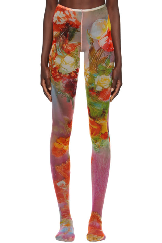 <p>Jean Paul Gaultier Pink & Yellow 'The Body Flower' Tights, $290, <a href="https://rstyle.me/+U8RIcxNj4LfxanCgt7Wt0w" rel="nofollow noopener" target="_blank" data-ylk="slk:available here;elm:context_link;itc:0;sec:content-canvas" class="link ">available here</a> (sizes XXS-XXL)</p>