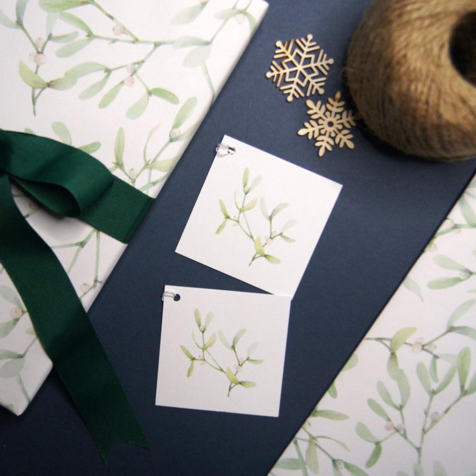 1) ‘Mistletoe’ wrapping paper, Cadeaux Paperworks