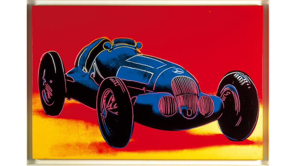 Warhol’s “Mercedes Benz W 125 Grand Prix Car,” 1937. - Credit: 2022 The Andy Warhol Foundation for the Visual Arts, Inc. / Licensed by Artists Rights Society (ARS), New York