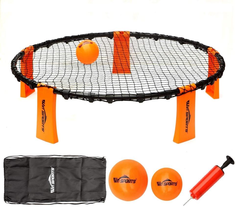 Find this <a href="https://amzn.to/3gvv4mY" target="_blank" rel="noopener noreferrer">Volleyball Spike Game Set</a> with a carrying bag for $28 on <a href="https://amzn.to/3gvv4mY" target="_blank" rel="noopener noreferrer">Amazon</a>.