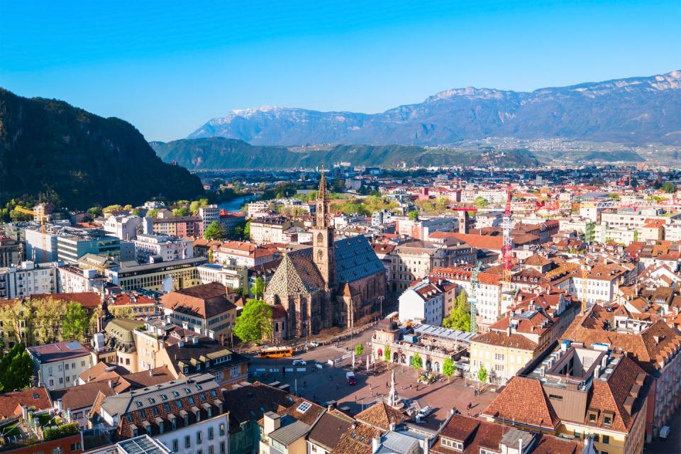 bolzano aerial panoramic view, italy