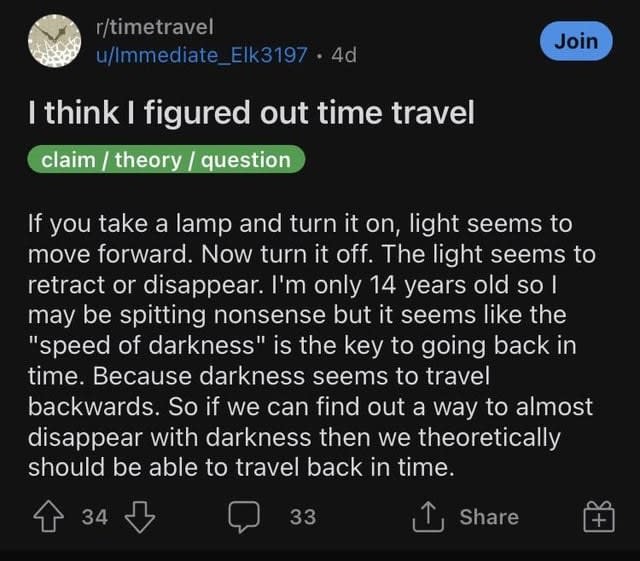someone claiming to figure out time travel