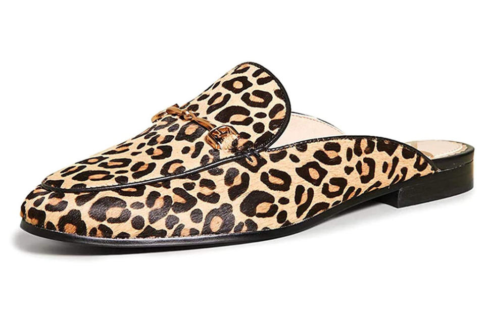 cheetah, flat, mule, shoes, sam edelman