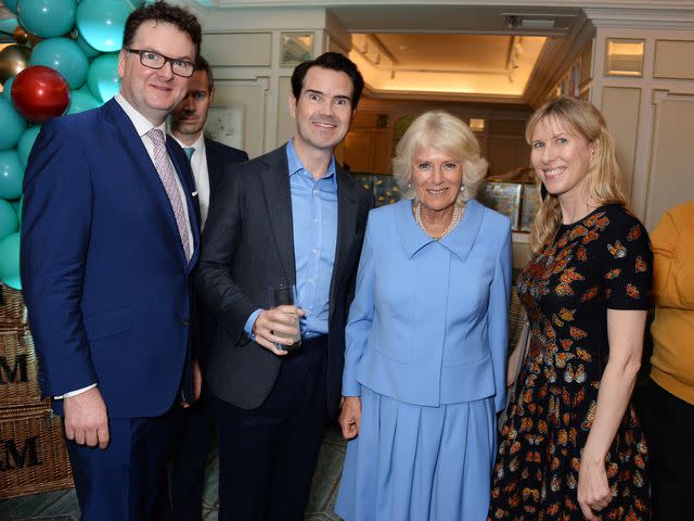 <p>David M. Benett/Dave Benett/Getty</p> Ewan Venters, Jimmy Carr, Camilla, Duchess of Cornwall and Karoline Copping attend the launch of the "Fortnum & Mason Christmas & Other Winter Feasts" cookbook by Tom Parker on October 17, 2018 in London, England.