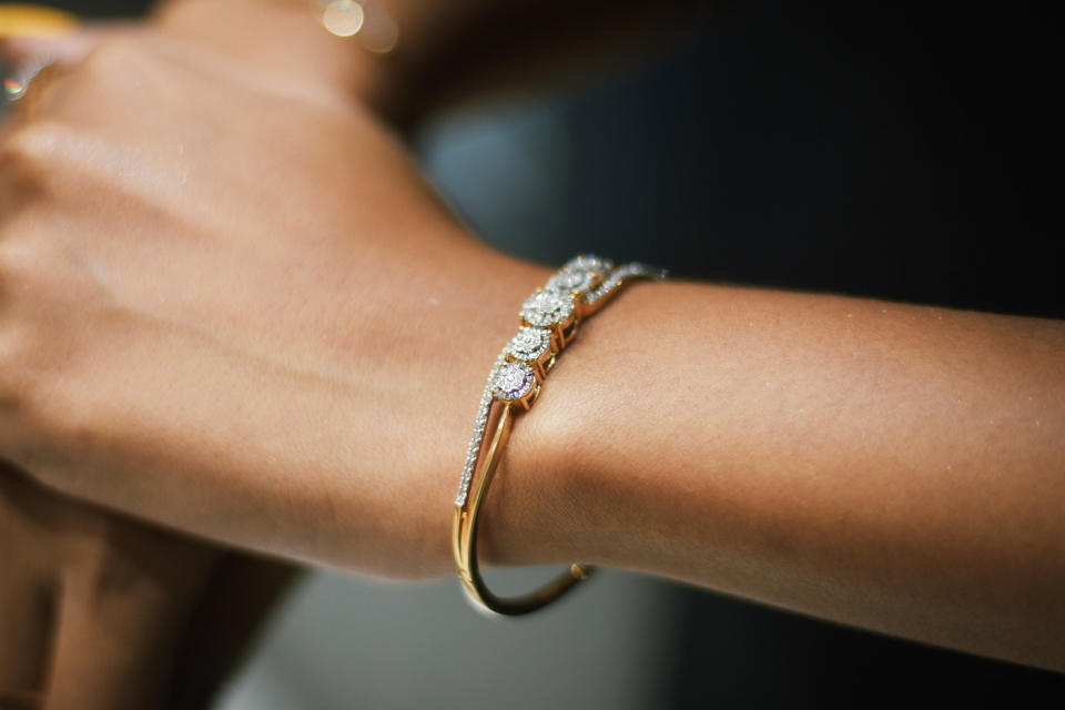close up of a diamond bracelet