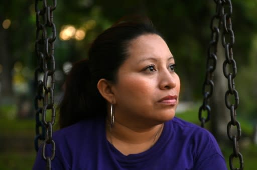 Teodora Vasquez is photographed during an interview with AFP in San Salvador on September 12, 2019