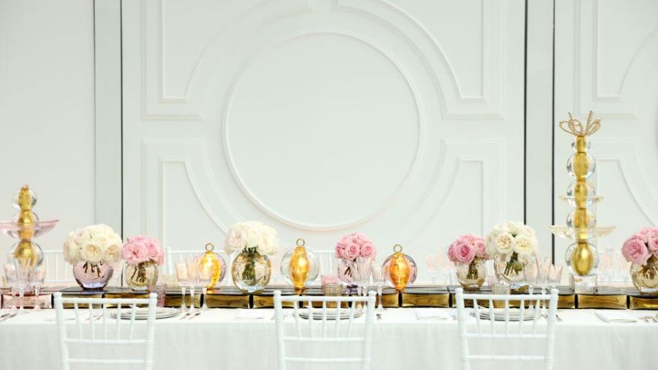 new york, new york september 07 a view of a table setting as dior and jean michel othoniel present jadore as seen by jean michel othoniel at brooklyn botanic gardens on september 07, 2023 in new york city photo by jp yimgetty images for parfums christian dior