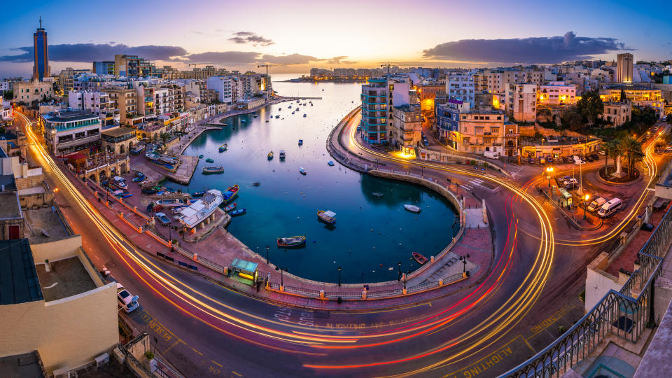 Aerial View on Saint Julien and Spinola Bay at Dawn, Malta - Image.