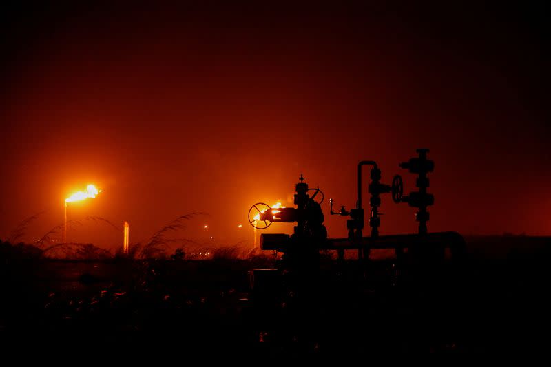 FILE PHOTO: Gas flares are seen at the state-owned oil company PDVSA, in Jusepin, Venezuela