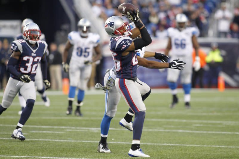 Logan Ryan (R) played cornerback for four seasons while with the New England Patriots. File Photo by Matthew Healey/UPI