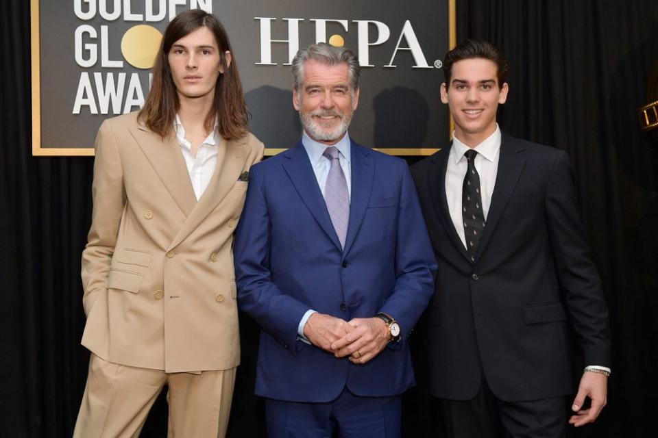 (From left to right) Dylan Brosnan, Pierce Brosnan, Paris Brosnan | Matt Winkelmeyer/Getty Images