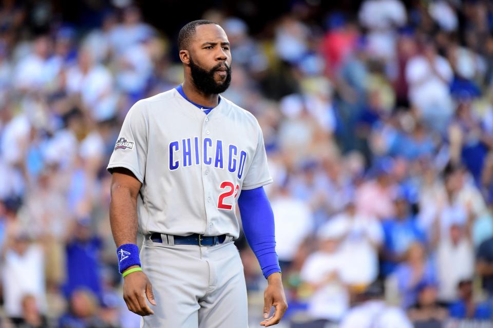 Jason Heyward is on the bench for Game 1 of the World Series. (Getty Images)