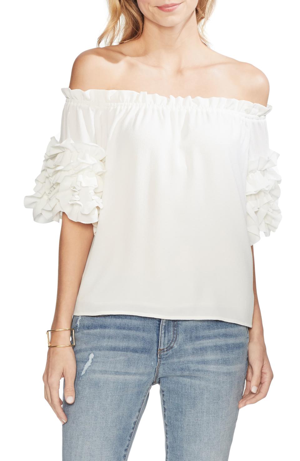 Off the Shoulder Ruffle Sleeve Blouse