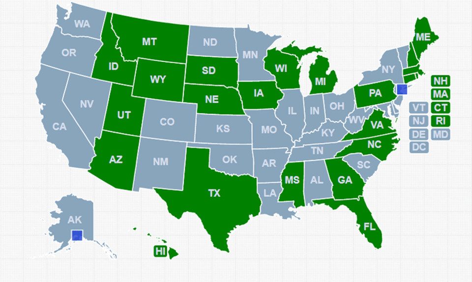 States shaded green had adopted universal demand laws by 2025. <a href="https://academic.oup.com/rfs/article-abstract/35/1/132/6159442?login=false" rel="nofollow noopener" target="_blank" data-ylk="slk:Pouyan Foroughi;elm:context_link;itc:0;sec:content-canvas" class="link ">Pouyan Foroughi</a>