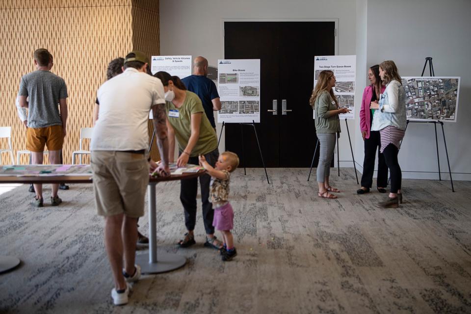 A community input event was held at The Collider for public input on the proposed bike lanes on Patton Avenue and College Street April 19, 2023.