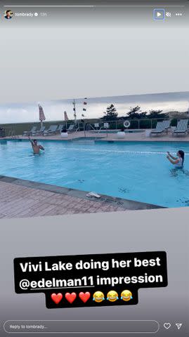 <p>Tom Brady/Instagram</p> Brady shared a video of him playing football catch with Vivian on Instagram