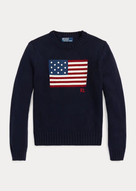 <p><a href="https://go.redirectingat.com?id=74968X1596630&url=https%3A%2F%2Fwww.ralphlauren.com%2Fwomen-clothing-sweaters%2Fflag-cotton-crewneck-sweater%2F0073874125.html&sref=https%3A%2F%2F" rel="nofollow noopener" target="_blank" data-ylk="slk:Shop Now;elm:context_link;itc:0;sec:content-canvas" class="link rapid-noclick-resp">Shop Now</a></p><p>Flag Cotton Crewneck Sweater</p><p>ralphlauren.com</p><p>$398.00</p>