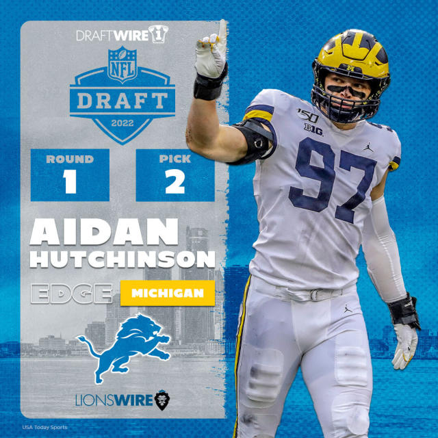 Lions select Michigan DE Aidan Hutchinson with No. 2 pick of 2022 NFL Draft