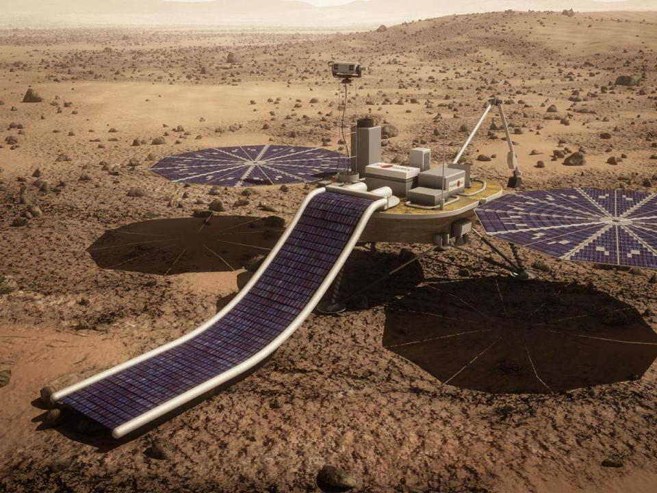 A Mars One lander pictured as if it had reached the red planet; the journey would take six months (Mars One)