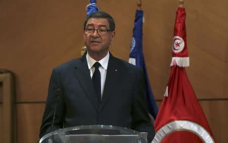 Tunisian Prime Minister Habib Essid speaks during the opening of the National Conference on Employment in Tunis, Tunisia March 29, 2016. REUTERS/Zoubeir Souissi/Files