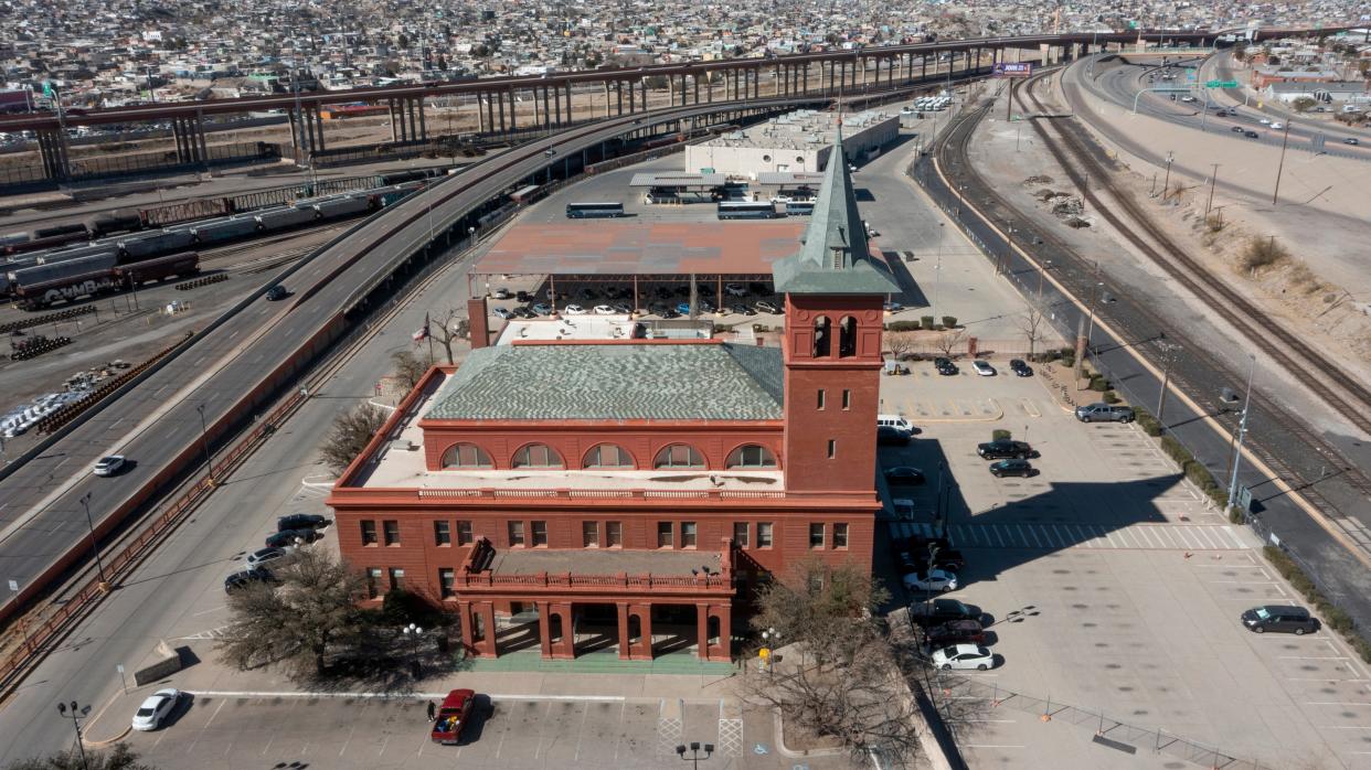 The historic Union Depot site could be the location for the long-delayed multipurpose cultural and performing arts. The Union Depot was photographed with a drone in Feb. 2024.